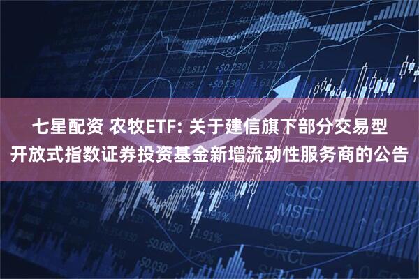 七星配资 农牧ETF: 关于建信旗下部分交易型开放式指数证券投资基金新增流动性服务商的公告