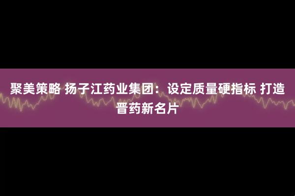聚美策略 扬子江药业集团：设定质量硬指标 打造晋药新名片